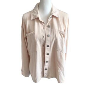 Stella & Ginger NWT Womens Button Front Tunic Cotton Shirt‎ Jacket Peach Sz L